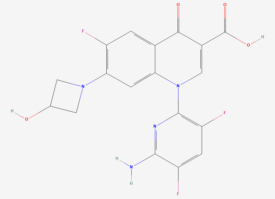 Two-dimensional chemical structure of Deschloro Delafloxacin, CAS 959374-64-2