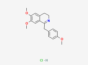 Two-dimensional chemical structure of 6,7-dimethoxy-1-(4-methoxybenzyl)-3,4-dihydroisoquinoline hydrochloride, CAS 13233-00-6