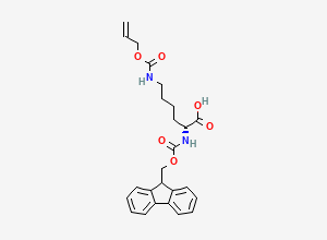 Two-dimensional chemical structure of N2-((9H-Fluoren-9-ylmethoxy)carbonyl)-N6-((2-propen-1-yloxy)carbonyl)-D-lysine