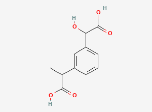 Two-dimensional chemical structure of 3-(hydroxy-carboxymethyl) hydratropic acid, CAS 1420774-68-0