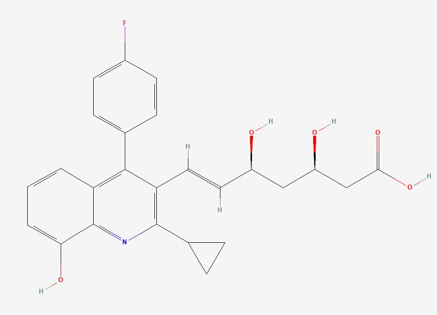 Two-dimensional chemical structure of 8-Hydroxy Pitavastatin, CAS 224320-09-6