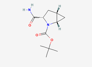 Two-dimensional chemical structure of tert-Butyl (1S,3S,5S)-3-carbamoyl-2-azabicyclo[3.1.0]hexane-2-carboxylate
