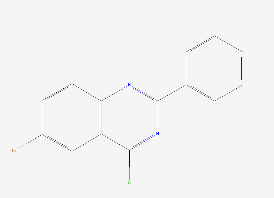 Two-dimensional chemical structure of 6-Bromo-4-chloro-2-phenylquinazoline