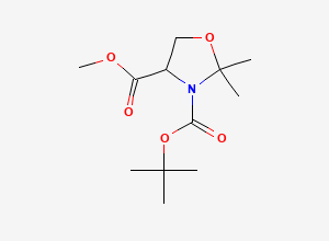 Two-dimensional chemical structure of 3-tert-Butyl 4-methyl 2,2-dimethyl-1,3-oxazolidine-3,4-dicarboxylate