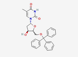 Two-dimensional chemical structure of 1-(2-Deoxy-5-O-(triphenylmethyl)pentofuranosyl)-5-methylpyrimidine-2,4(1H,3H)-dione