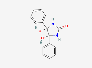 Two-dimensional chemical structure of 4,5-Dihydroxy-4,5-diphenylimidazolidin-2-one, CAS 5157-13-1