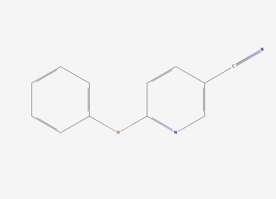 Two-dimensional chemical structure of 3-Pyridinecarbonitrile, 6-phenoxy-