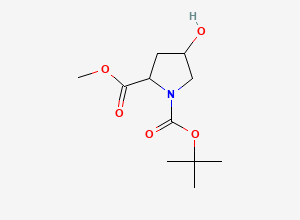 Two-dimensional chemical structure of 1-Tert-butyl 2-methyl 4-hydroxypyrrolidine-1,2-dicarboxylate