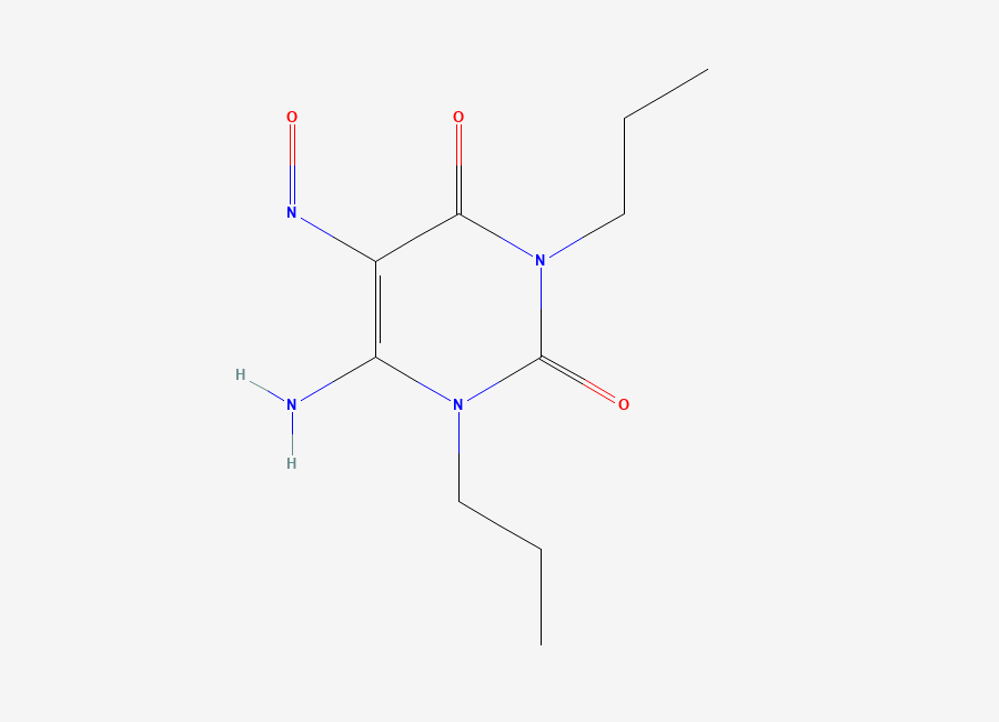 Two-dimensional chemical structure of 6-Amino-1,3-dipropyl-5-nitrosouracil, CAS 81250-33-1