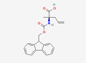 Two-dimensional chemical structure of (R)-2-((((9H-Fluoren-9-yl)methoxy)carbonyl)amino)-2-methylpent-4-enoic acid