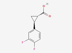 Two-dimensional chemical structure of (1S,2S)-2-(3,4-Difluorophenyl)cyclopropane-1-carboxylic acid