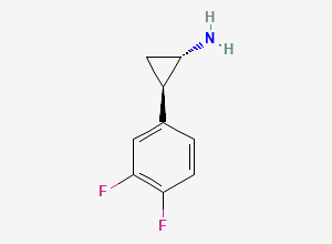 Two-dimensional chemical structure of (1S,2R)-2-(3,4-Difluorophenyl)cyclopropanamine, CAS 1345413-20-8