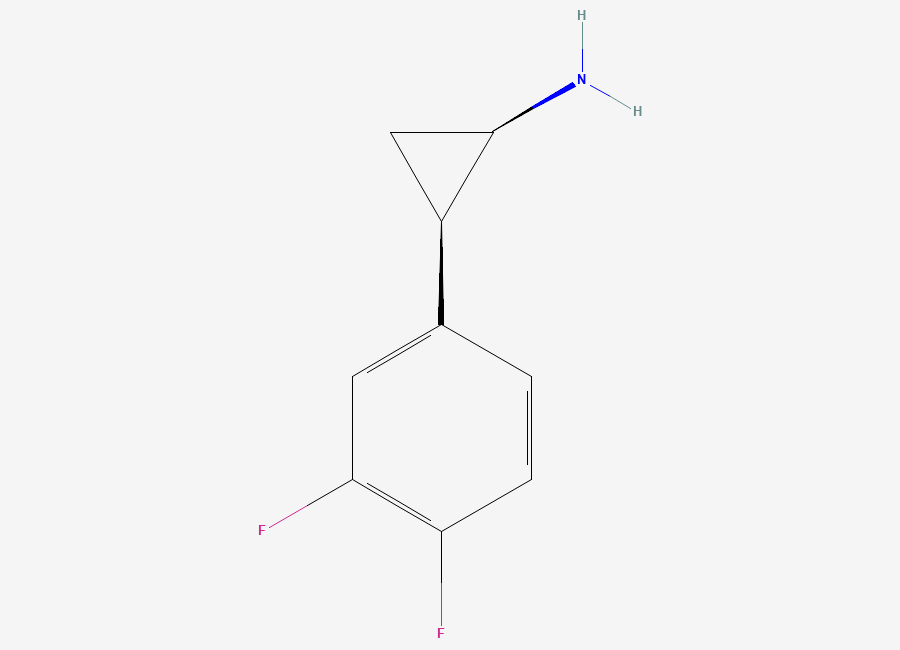 Two-dimensional chemical structure of (1R,2R)-2-(3,4-Difluorophenyl)-cyclopropanamine, CAS 1414348-35-8