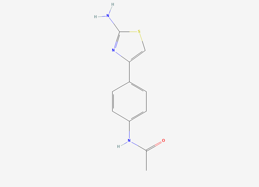 Two-dimensional chemical structure of N-(4-(2-Amino-1,3-thiazol-4-yl)phenyl)acetamide