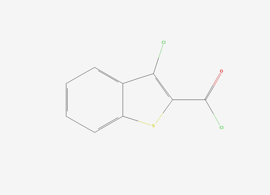Two-dimensional chemical structure of 3-Chlorobenzo(b)thiophene-2-carbonyl chloride