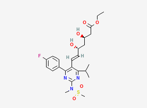 Two-dimensional chemical structure of Rosuvastatin Ethyl Ester Impurity, CAS 851443-04-4