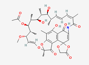 Two-dimensional chemical structure of Rifaximin EP Impurity F/ Rifaximin BP Impurity F/ Rifamycin O (Free Base), CAS 14487-05-9