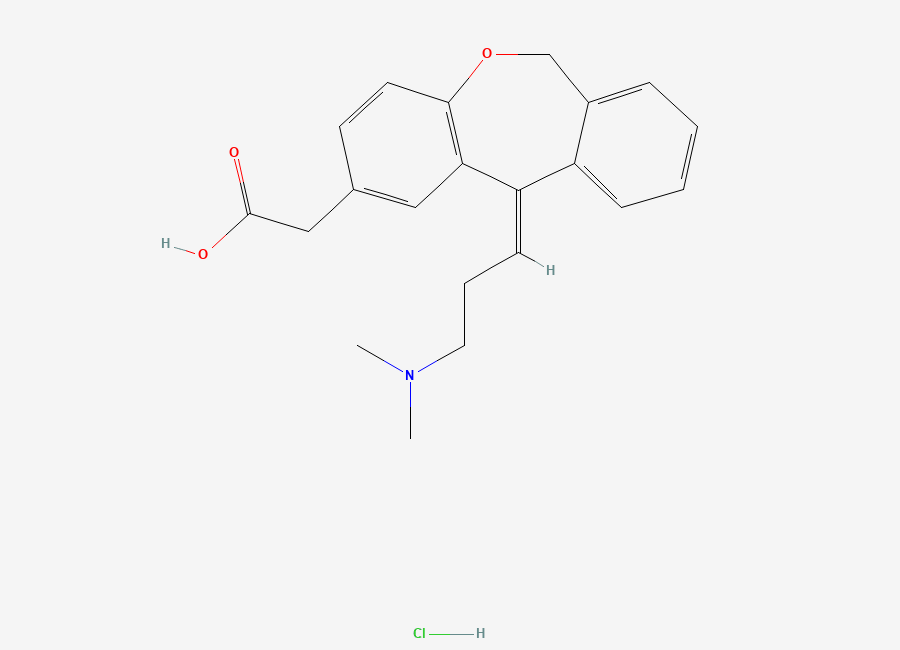 Two-dimensional chemical structure of Olopatadine Hydrochloride, CAS 140462-76-6