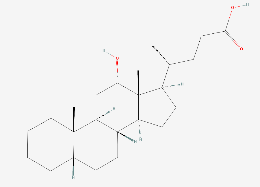 Two-dimensional chemical structure of 12alpha-Hydroxy-5beta-cholan-24-oic Acid, CAS 15173-22-5