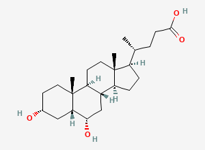 Two-dimensional chemical structure of α-Hyodeoxycholic Acid, CAS 83-49-8