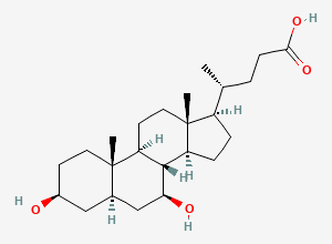 Two-dimensional chemical structure of 3beta,7beta-Dihydroxy-5alpha-cholan-24-oic Acid