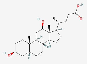 Two-dimensional chemical structure of 3b,12b-Dihydroxy-5b-cholanoic acid, CAS 84848-09-9