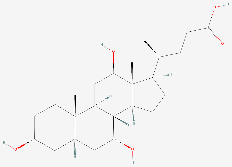 Two-dimensional chemical structure of 3alpha,7alpha,12beta-Trihydroxy-5beta-cholanic acid