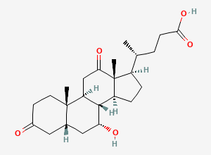 Two-dimensional chemical structure of 7alpha-Hydroxy-3,12-dioxo-5beta-cholan-24-oic Acid