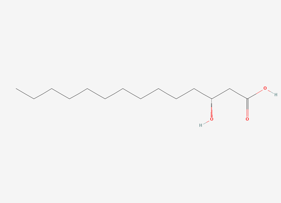Two-dimensional chemical structure of (R)-3-hydroxytetradecanoic acid