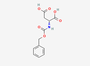 Two-dimensional chemical structure of (2R)-2-(((benzyloxy)carbonyl)amino)butanedioic acid