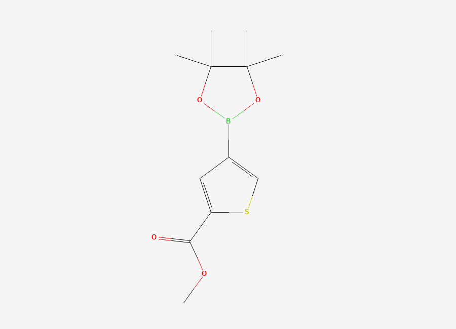 Two-dimensional chemical structure of Methyl 4-(4,4,5,5-tetramethyl-1,3,2-dioxaborolan-2-yl)thiophene-2-carboxylate