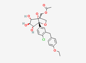 Two-dimensional chemical structure of Mono Acetyl Ertugliflozin, CAS 1298086-20-0