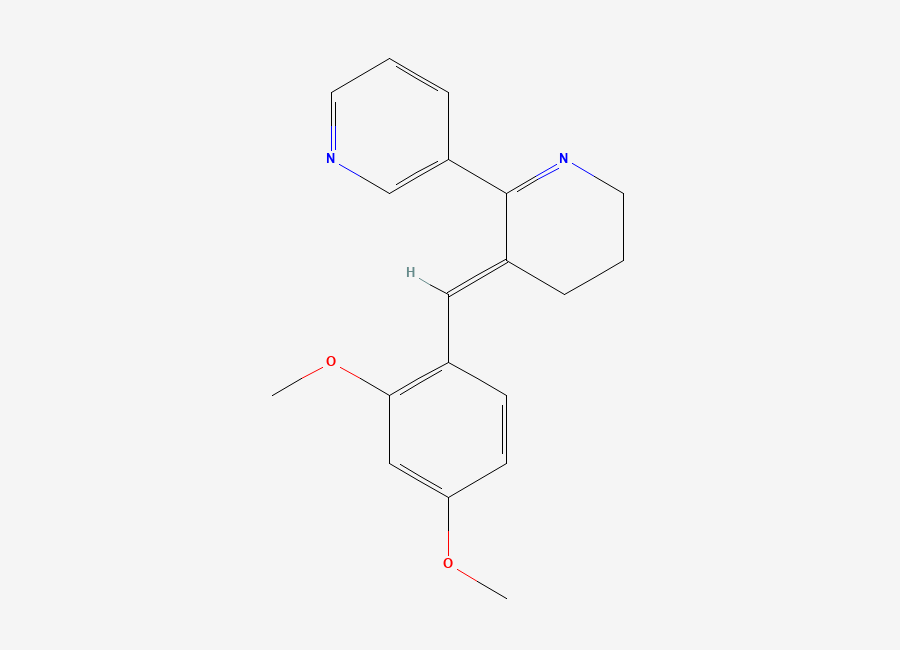 Two-dimensional chemical structure of (3E)-3-((2,4-Dimethoxyphenyl)methylene)-3,4,5,6-tetrahydro-2,3'-bipyridine