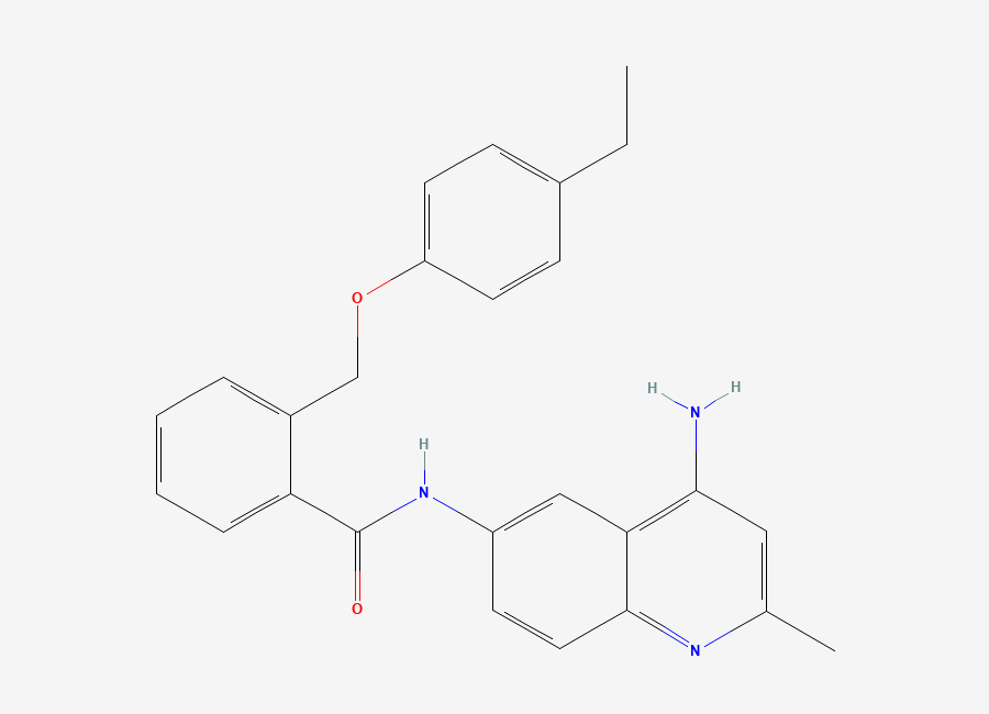 Two-dimensional chemical structure of N-(4-amino-2-methylquinolin-6-yl)-2-(4-ethylphenoxymethyl)benzamide