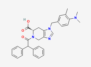 Two-dimensional chemical structure of (6S)-1-((4-(Dimethylamino)-3-methylphenyl)methyl)-5-(2,2-diphenylacetyl)-4,5,6,7-tetrahydro-1H-imidazo(4,5-c)pyridine-6-carboxylic acid