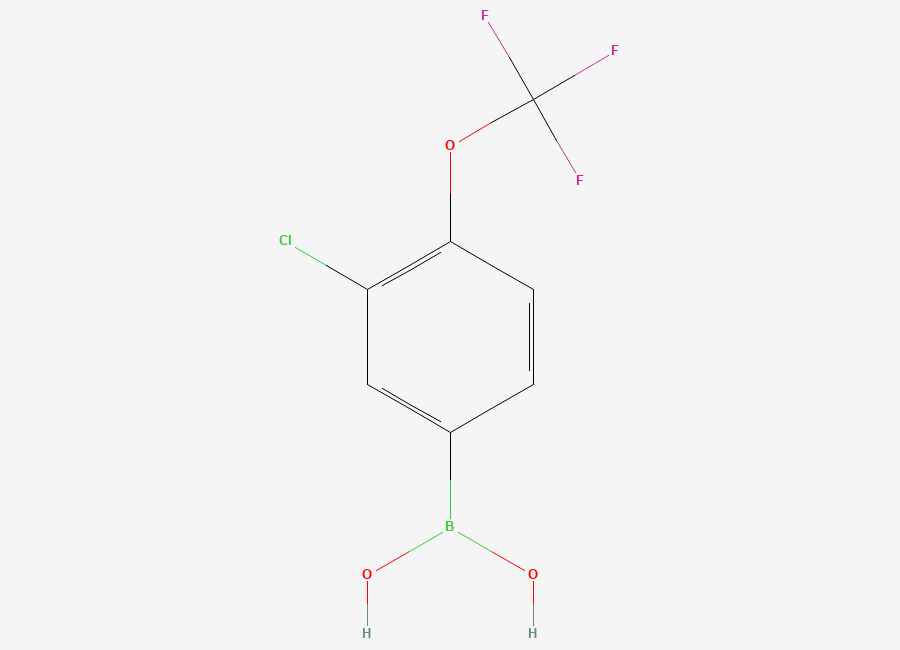 Two-dimensional chemical structure of B-(3-Chloro-4-(trifluoromethoxy)phenyl)boronic acid