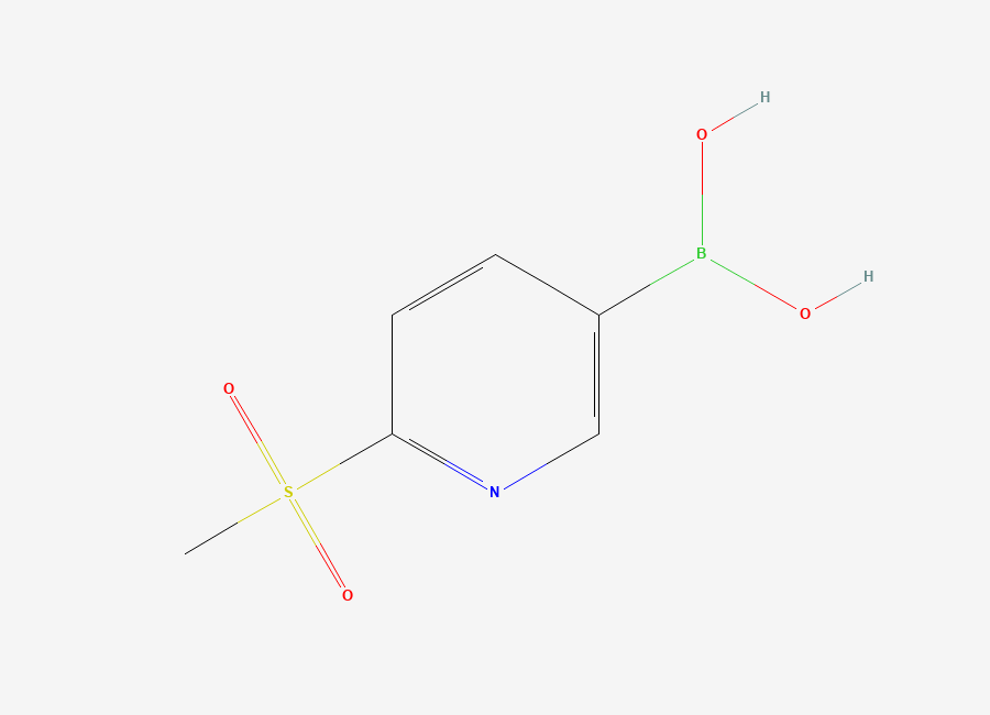 Two-dimensional chemical structure of 2-(Methylsulfonyl)pyridine-5-boronic acid
