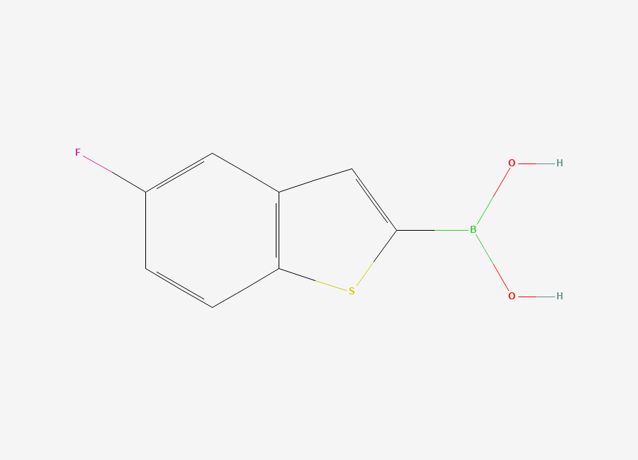 Two-dimensional chemical structure of (5-Fluoro-1-benzothiophen-2-yl)boronic acid