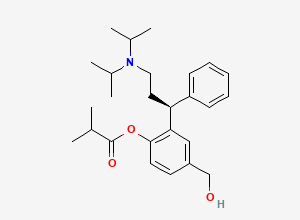 Two-dimensional chemical structure of (S)-2-(3-(Diisopropylamino)-1-phenylpropyl)-4-(hydroxymethyl)phenyl isobutyrate