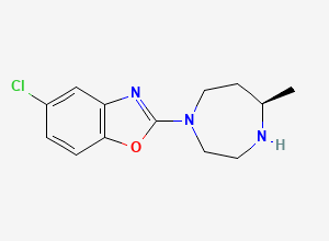 Two-dimensional chemical structure of 5-Chloro-2-((5R)-5-methyl-1,4-diazepan-1-yl)-1,3-benzoxazole