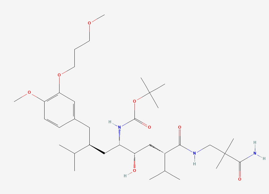 Two-dimensional chemical structure of N-Boc Aliskiren/ Aliskiren t-Butyl Carbamate Impurity, CAS 173338-07-3