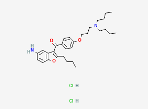 Two-dimensional chemical structure of Dronedarone Related Compound B / Dronedarone EP Impurity B (Dihydrochloride Salt), CAS 1309476-91-2