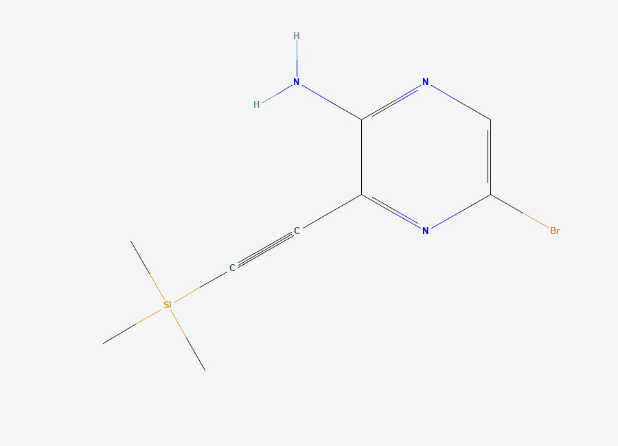 Two-dimensional chemical structure of 5-Bromo-3-((trimethylsilyl)ethynyl)pyrazin-2-amine