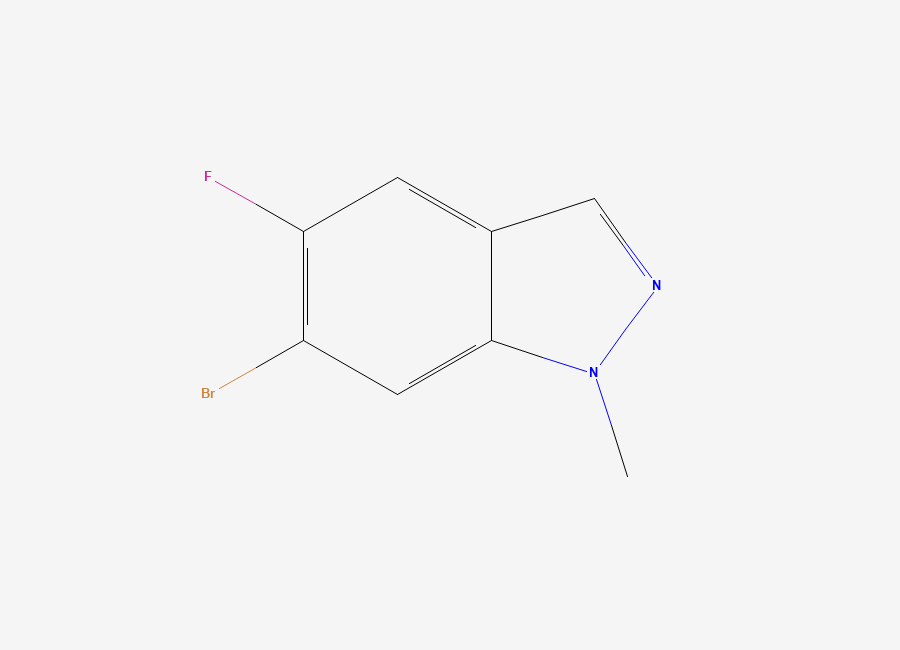 Two-dimensional chemical structure of 6-Bromo-5-fluoro-1-methyl-1H-indazole