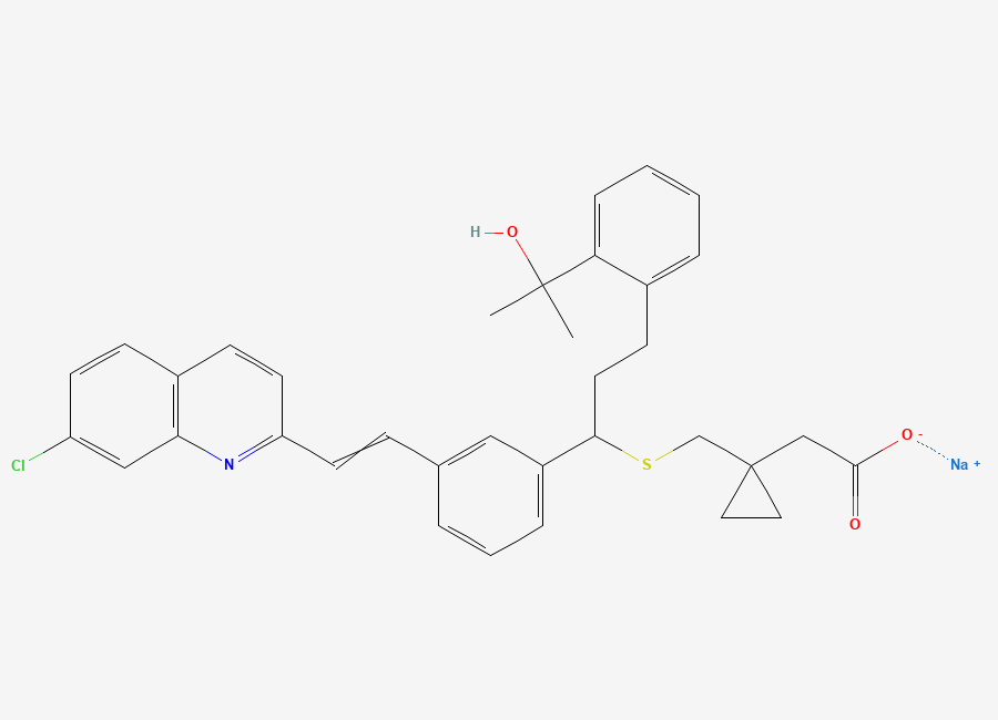 Two-dimensional chemical structure of Montelukast EP Impurity A/ Montelukast Sodium (S)-Isomer/ ent-Montelukast (Sodium Salt), CAS 190078-45-6
