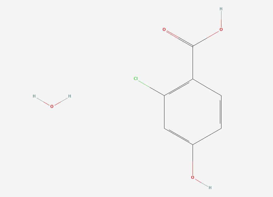 Two-dimensional chemical structure of 2-Chloro-4-hydroxybenzoic acid hydrate