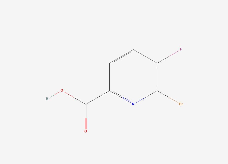 Two-dimensional chemical structure of 6-Bromo-5-fluoropicolinic Acid