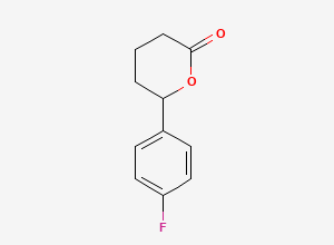 Two-dimensional chemical structure of 6-(4-Fluoro-phenyl)-tetrahydro-pyran-2-one