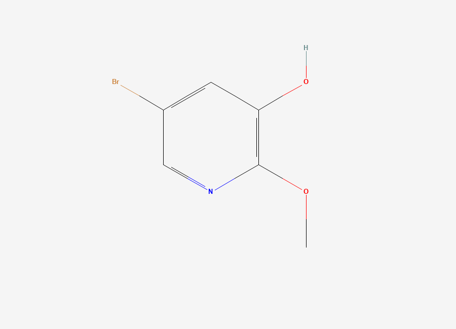 Two-dimensional chemical structure of 5-Bromo-3-hydroxy-2-methoxypyridine