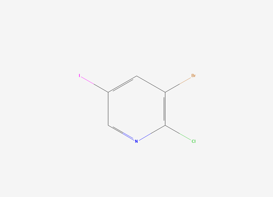 Two-dimensional chemical structure of 3-Bromo-2-chloro-5-iodopyridine